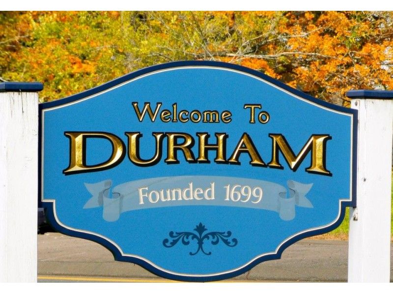 Town sign of Durham