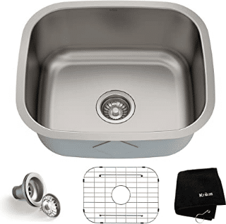 Kraus KBU11 20-inch Undermount Single Bowl 16 Gauge Stainless Steel Kitchen Sink