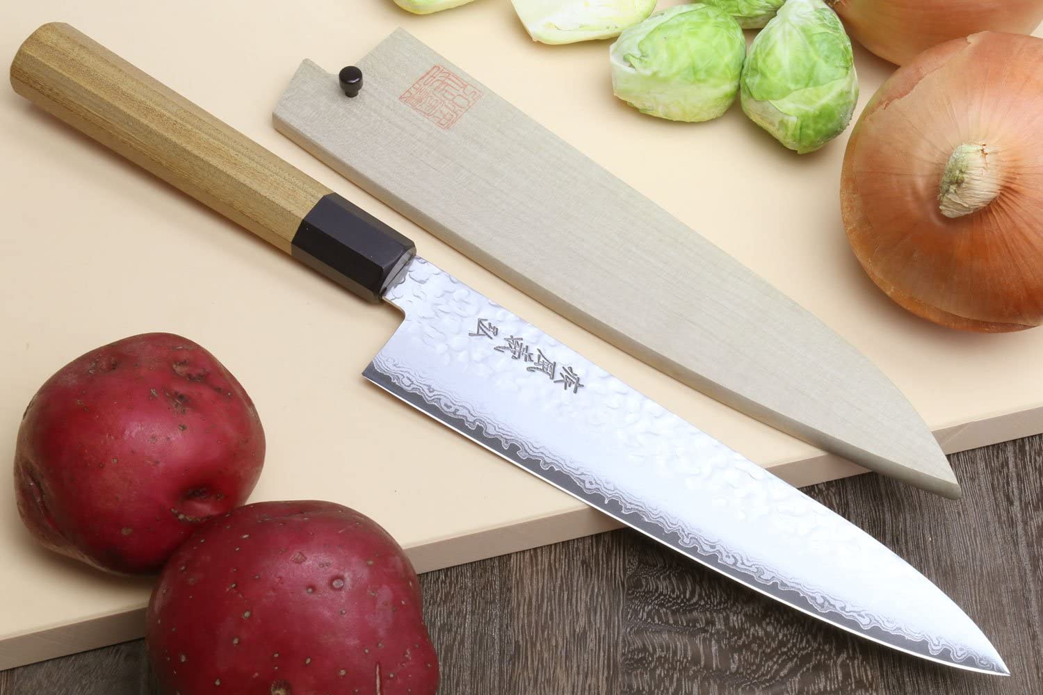 Yoshihiro NSW VG-10 46 Layers Hammered Damascus Gyuto Japanese Chefs Knife