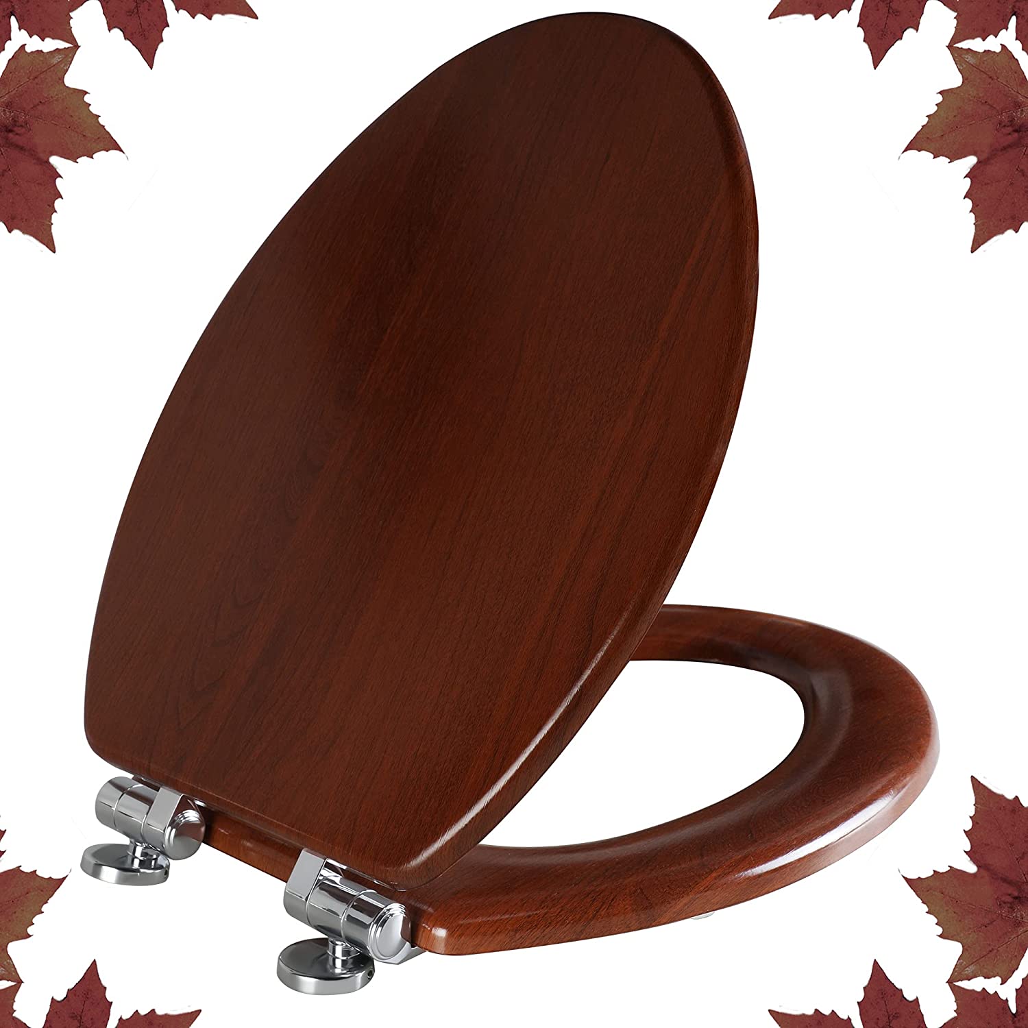 Angol Shiold Molded Wood Toilet Seat with Quietly Close and Quick Release Hinges