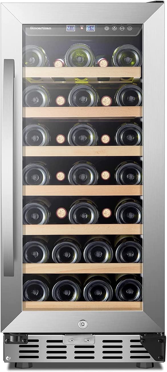 Sinoartizan 15 Inch Wine Cooler Refrigerator 33 Bottles Mini Fridge