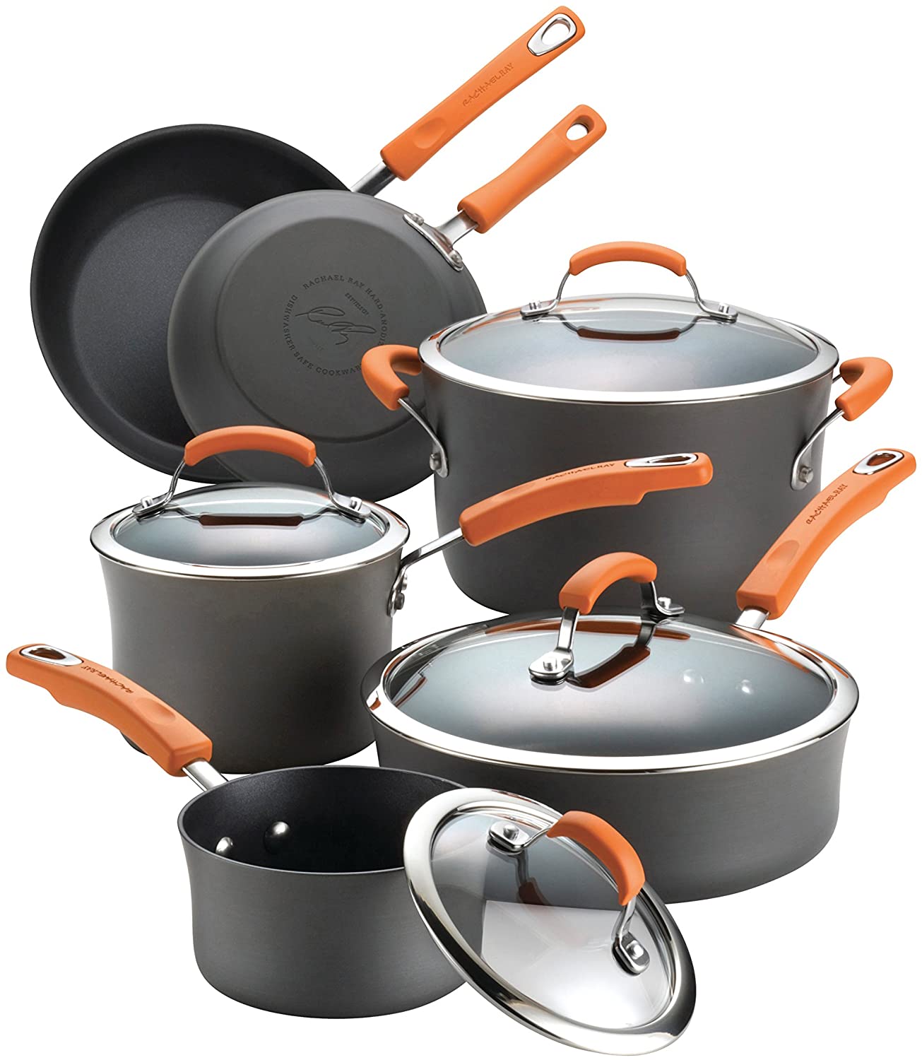 Details about   Culinary Edge 8 Pieces Aluminum Non Stick Cookware Set in Orange 