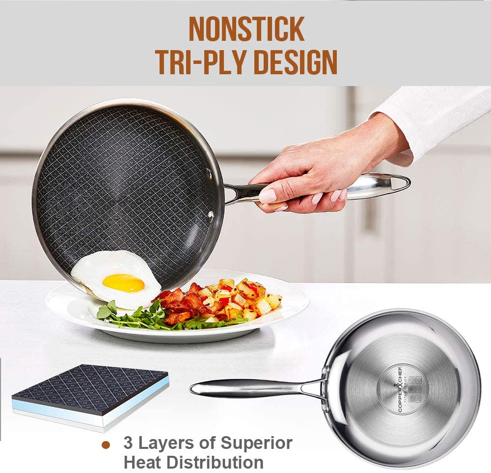 non stick tri ply stainless steel frying pans