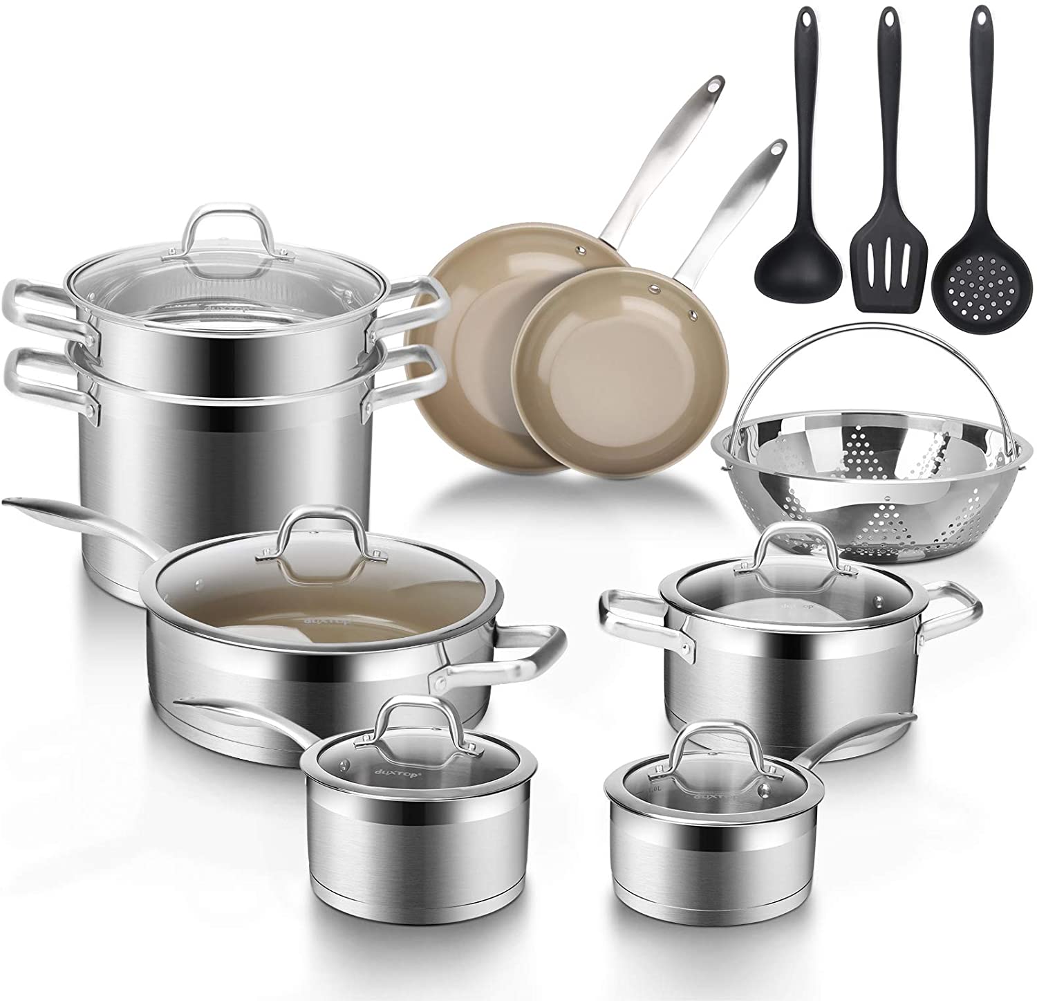 Duxtop 17PC Professional Induction Cookware Set with Fusion Titanium Reinforced Ceramic Coating