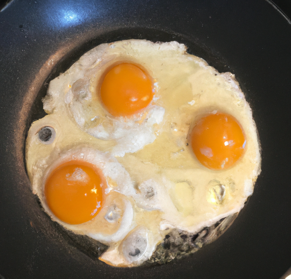 eggs frying in non stick pan