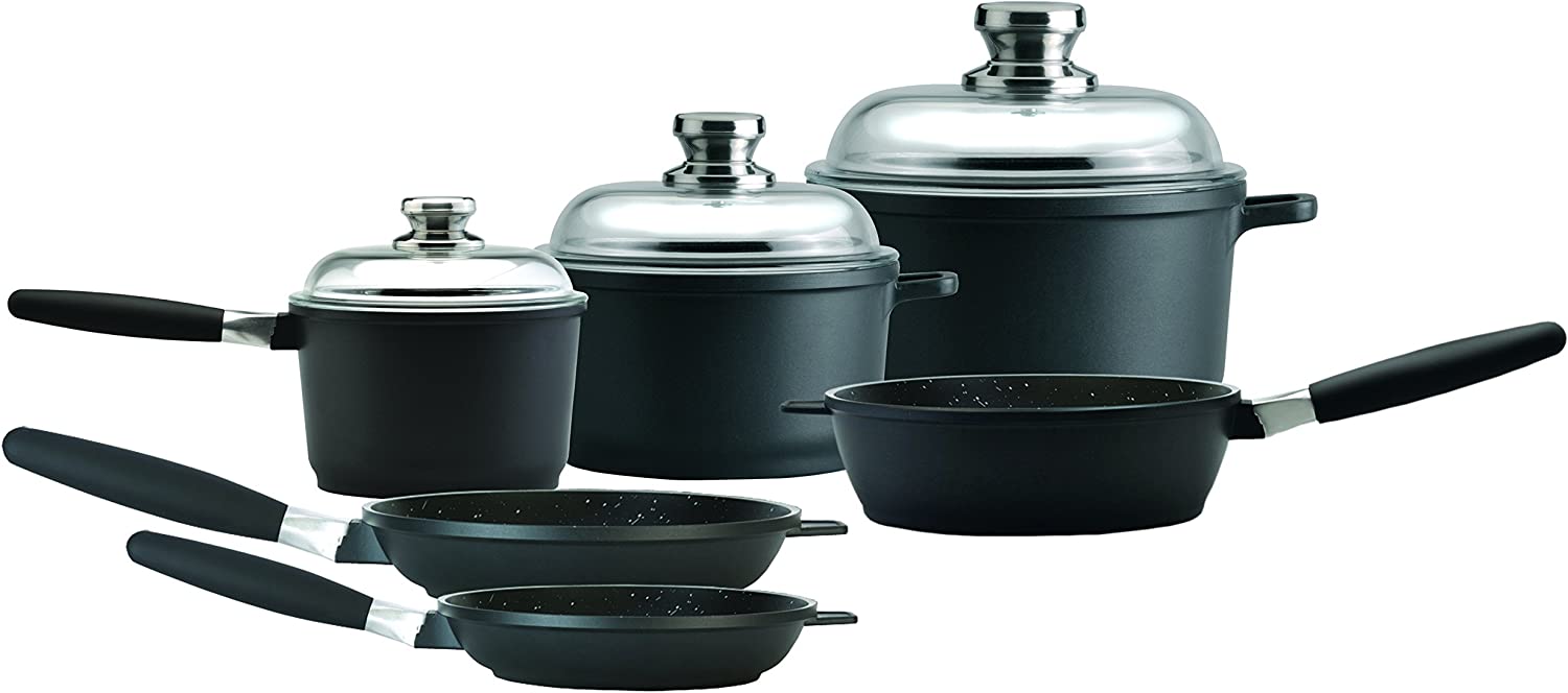 EuroCAST by BergHOFF Chef Set with 3 Lids Ceramic and Titanium Cooking Surface