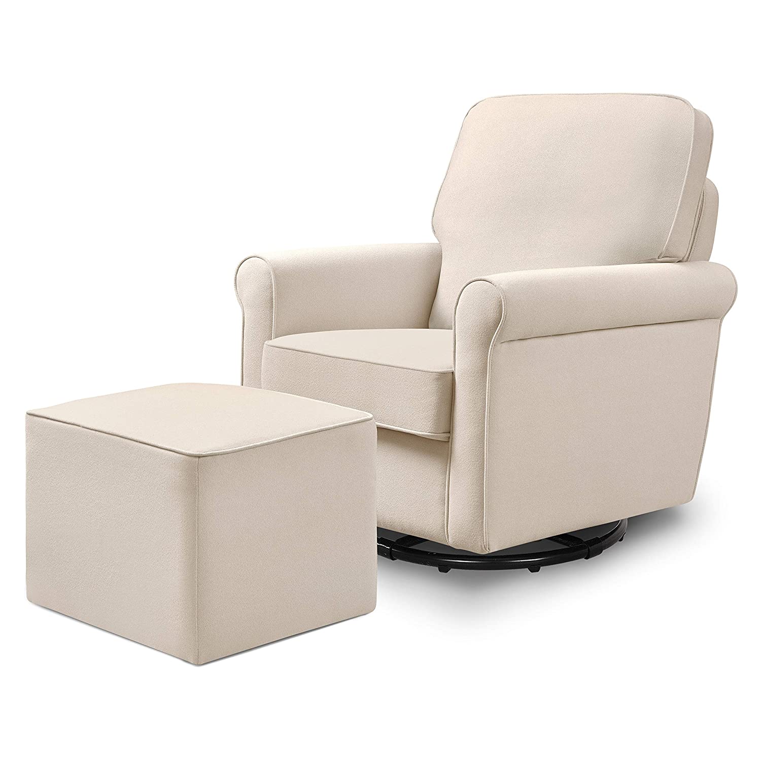 Upholstered Rocker with Ottoman in Cream