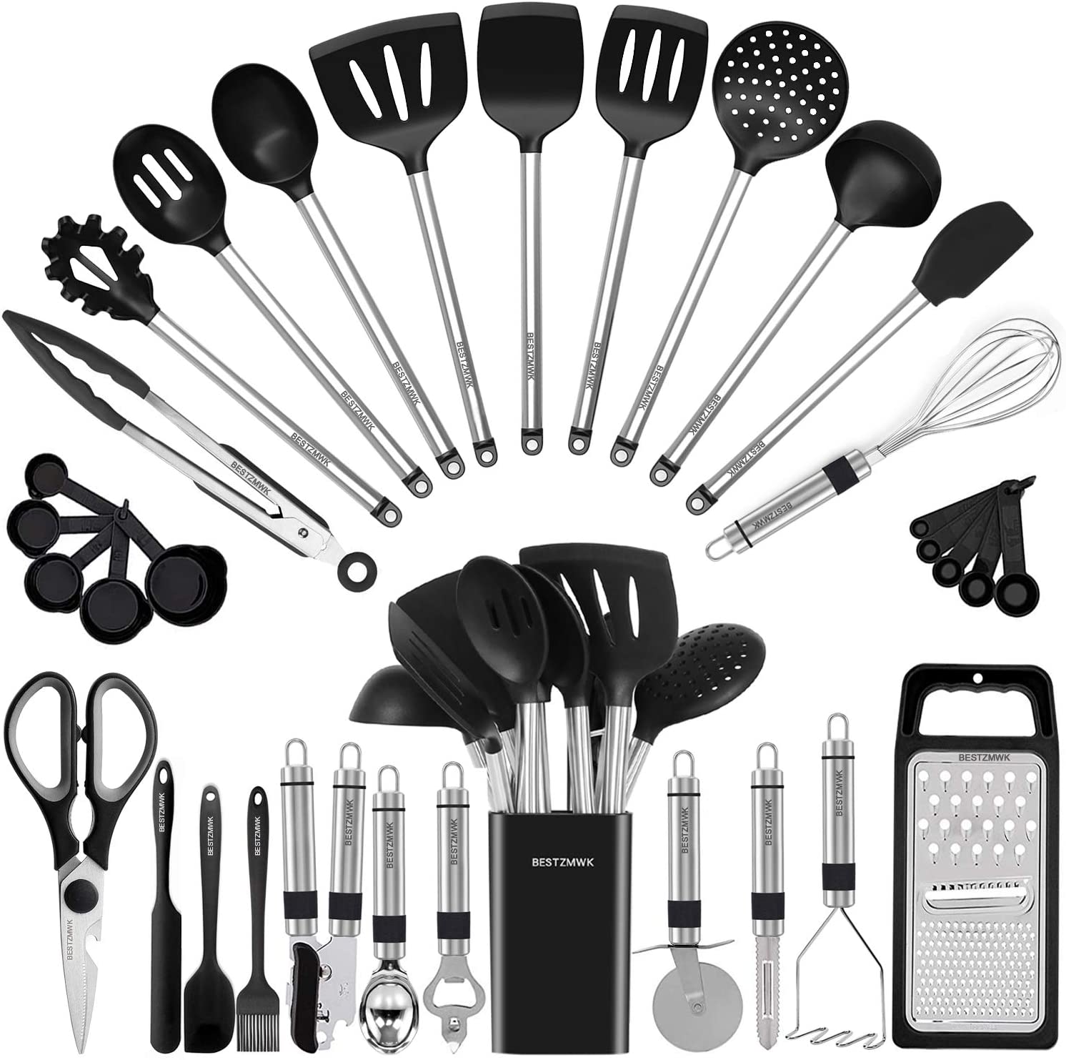 Kitchen Utensil Set-Silicone Cooking Utensils- 33 Kitchen Gadgets and Spoons for Nonstick Cookware