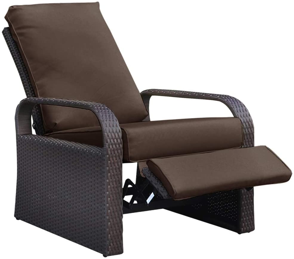 Outdoor Wicker Recliner with Cushions