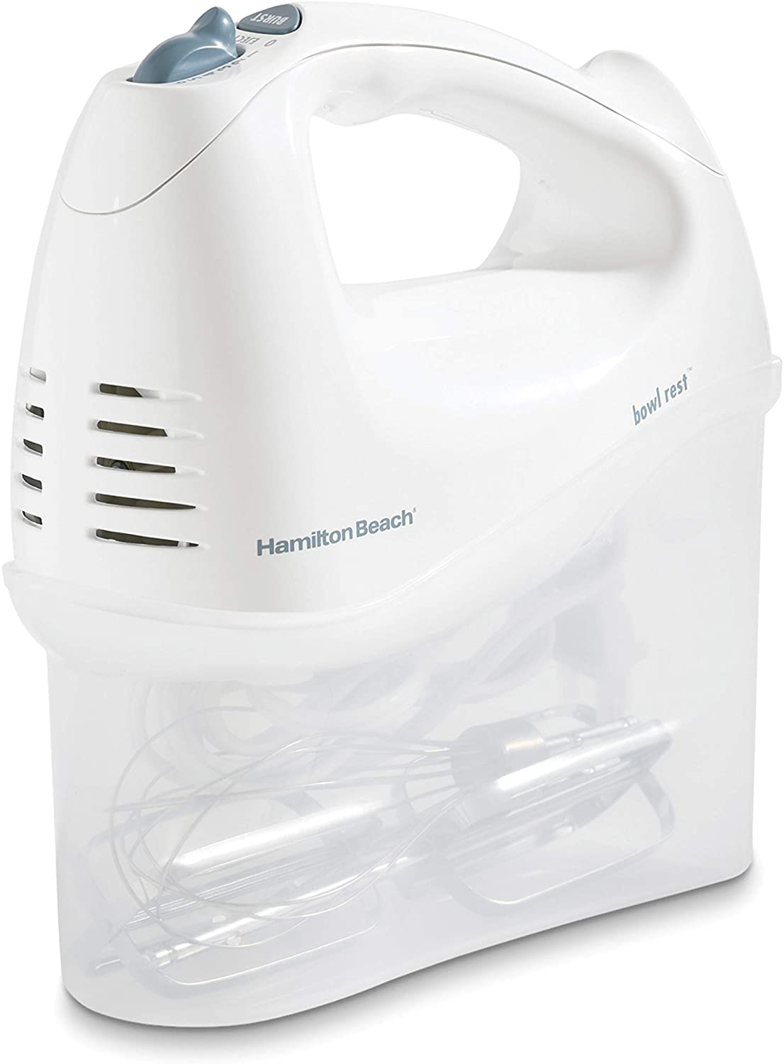 Hamilton Beach 6-Speed Electric Hand Mixer with Snap-On Case, Beaters, Whisk