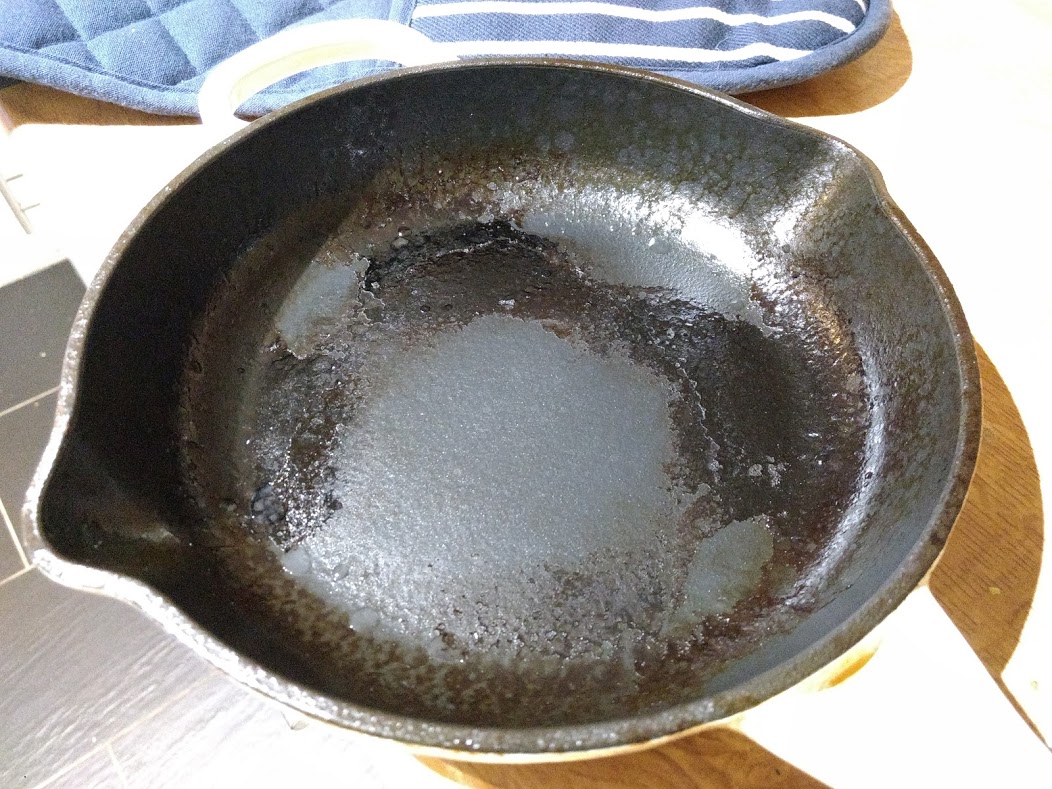 How to get burned oil off a non stick pan