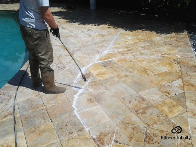 how to remove stains from travertine pavers