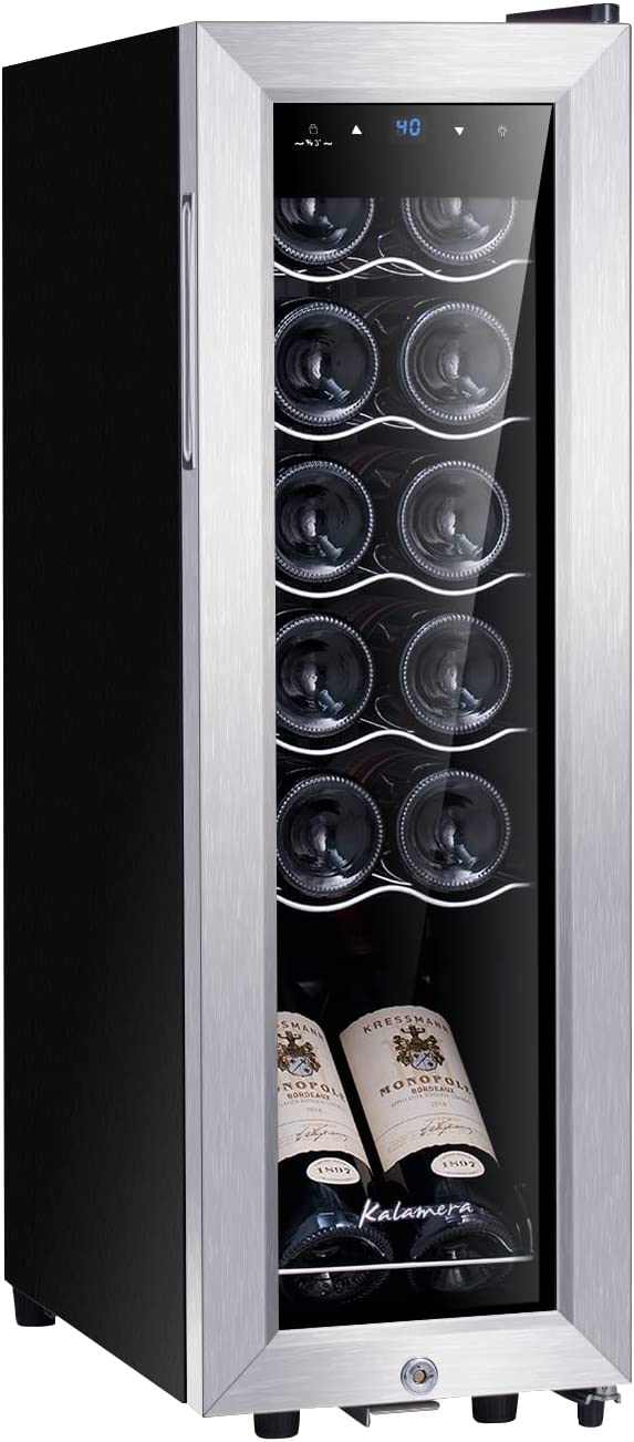 Kalamera Mini Fridge Wine Refrigerator, 12 Bottle