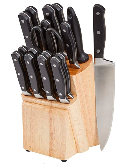 Amazon Basics 18 Piece Kitchen Knife Block Set