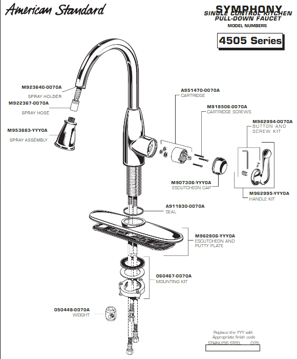 American Standard Sink Faucet Parts