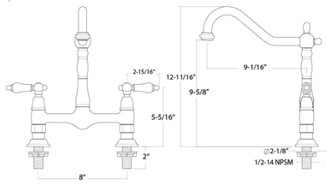 kingston brass faucet dimensions