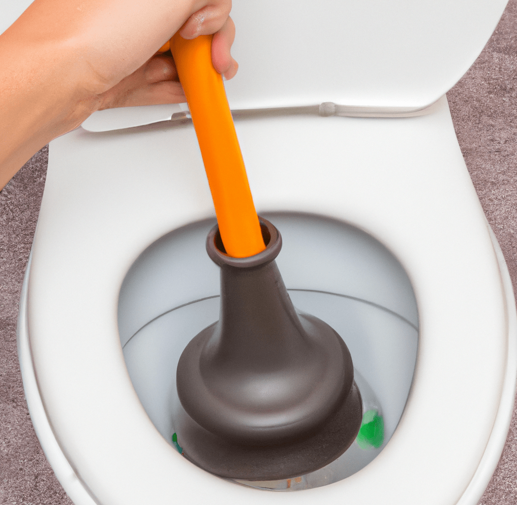 unclogging a clogged toilet using a plunger 
