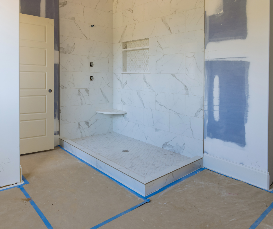 A bathroom renovation with a Dreamline Slimline shower base