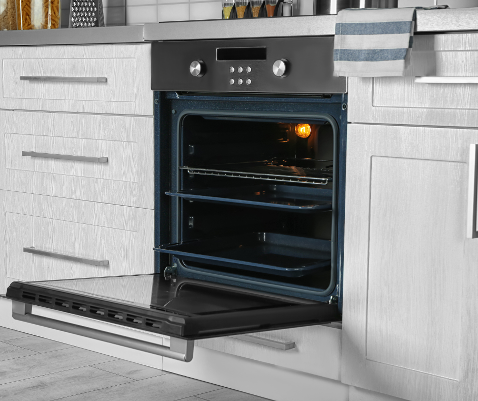 A convection oven with a heating element and convection fan, showing the potential drawbacks of convection ovens