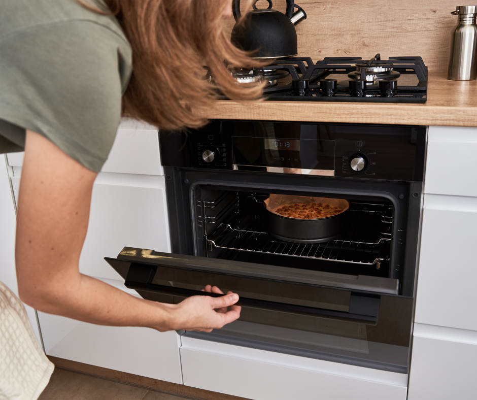 A convection oven with a heating element and convection fan, showing the tips for successful convection cooking