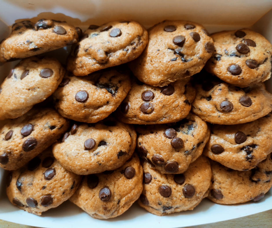 A delicious plate of homemade chocolate chip cookies baked using convection oven recipes