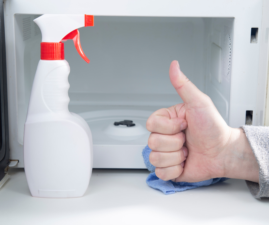 A step-by-step guide on how to use convection microwave for cleaning and maintenance purposes.