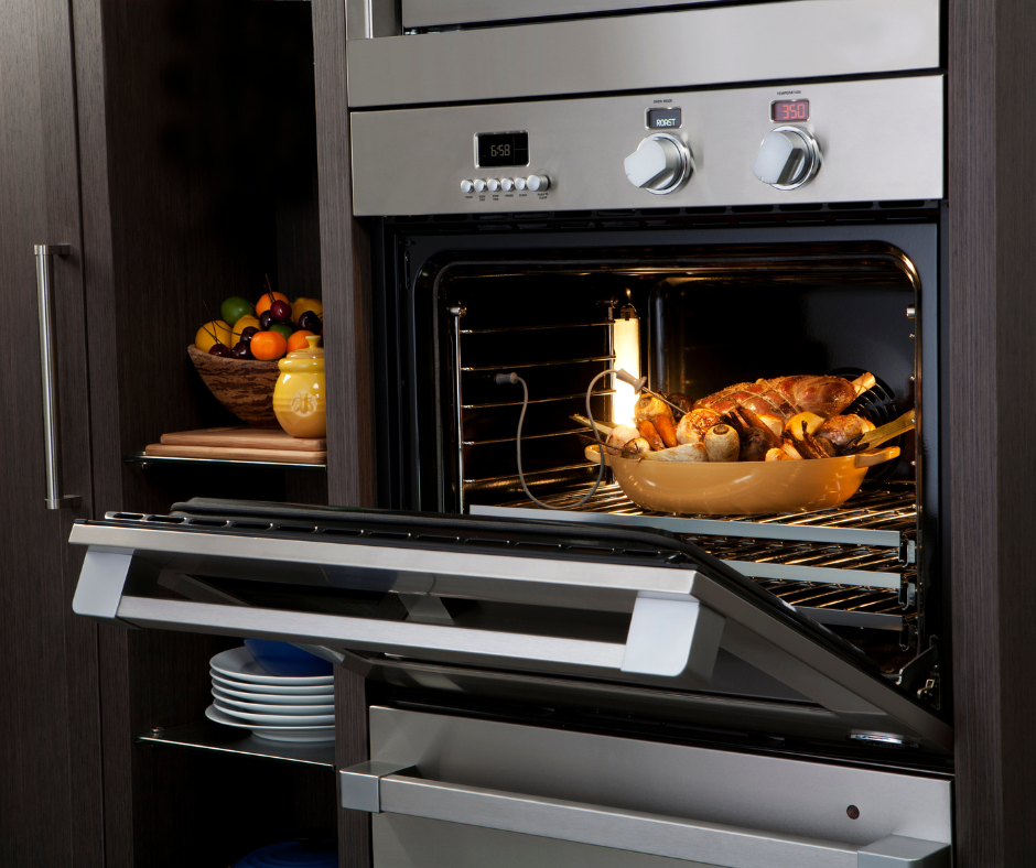 A step-by-step guide on how to use the convection oven for cooking various foods with conventional heat.