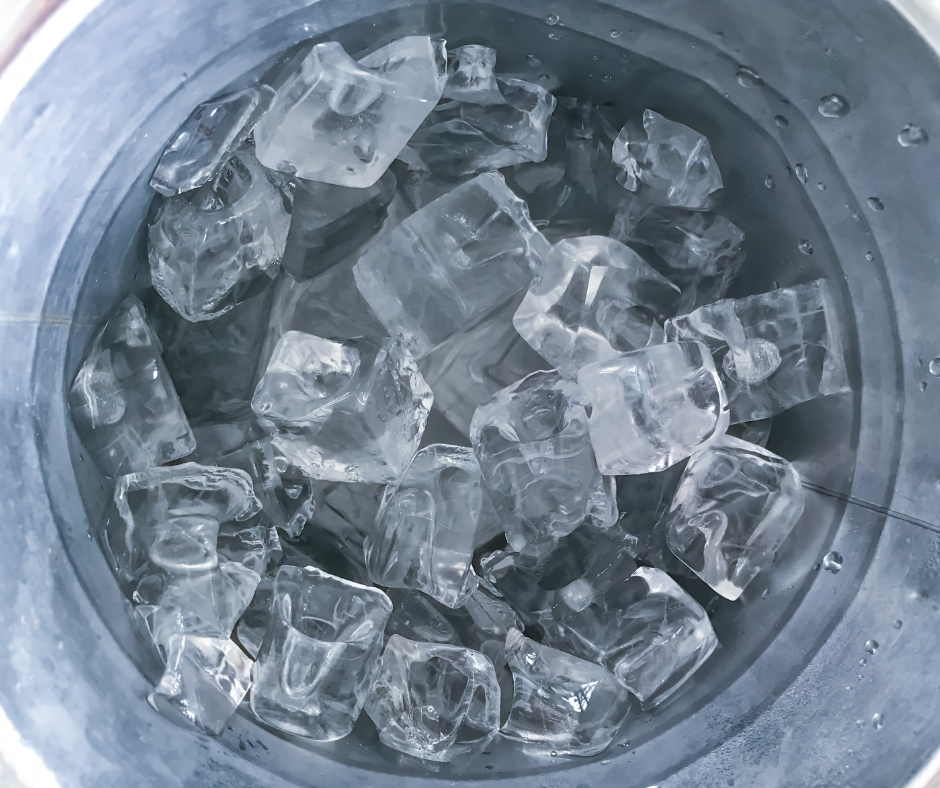 Ice cubes in an ice bucket